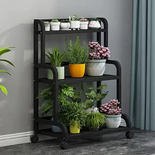 MIIKHI Metal Flower Display Stand Frame Plant Ladder Shelf Multi-Plant Stand with Wheels Plant Pot Racks Flower Pots Holder