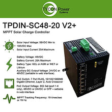 Tycon Power Systems TPDIN-SC48-20 MPPT Solar Controller 48V 20A with 7 Port Gigabit Passive PoE Switch and 24/48V Auxiliary Output Voltage
