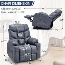 HTERWQEA Electric Power Lift Recliner Chair for Seniors, Heavy Duty Adjustable Lounge Sofa with Heated Vibration Massage, Comfortable Living Room Furniture, 2 Cup Holders