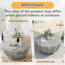 35" Indoor Round Coffee Table, Waterproof Coffee Table Modern MgO Cement Design End Tables for Living Room, Outdoor Patio Coffee Tables for Garden, Backyard, Balcony, Marble White