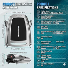 SDdPulse Cordless Robotic Pool Cleaner,Solar Pool Skimmer Robot,Solar Powered Pool Surfaces Skimmer Robot,Intelligent Automatic Cleaner with 4.1L Basket,3-Second Empty,Large Batte