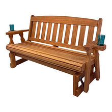 Amish Heavy Duty 800 Lb Mission Pressure Treated Porch Glider with Cupholders (4 Foot, Cedar Stain)