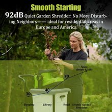 EXSHUING Branch Chipper, Electric Mulcher Shredder 2800w with 60l Bin, Cuts 4.5cm Wood, Features Safety Lock & Overload, Reversible Blades, Portable Wheels for Garden Debris and Mulching