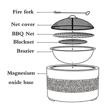 Small Firepit, Large 3 in 1 Fire Pit with BBQ Grill Shelf, Edging of Artificial Stone for Outside Patio, Decking, Lava Rocks