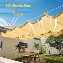 FENGZEQUAN Retractable Shade Cover, Pergola Replacement Awning Canopy, High Density Polyethylene (HDPE)，Outdoor Slide Wire Wave Shade Sail for Garden Gazebo Patio Deck(W2.4*L8m/W7.87*L26.25ft)