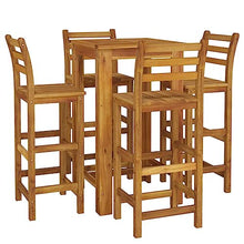 QZZCED 5 Piece Patio Bar Set,Leisure Seating Set,Patio Conversation Sets,Patio Furniture Sets,Garden Lounge Chair,Bistro Seating Sets,for Terraces,Lawns,Balconies, Solid Wood Acacia