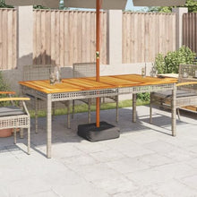 Garden Table Grey and Brown,Sturdy Rectangular Outdoor Dining Table for 6 with Modern Design – Durable Metal Frame & Acacia Wood Top Patio Tables