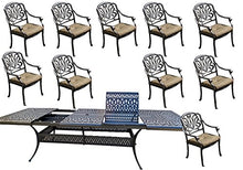 Sunvuepatio 11 Piece Patio Dining Set Cast Aluminum Outdoor Furniture Rectangular Extendable Table Desert Bronze