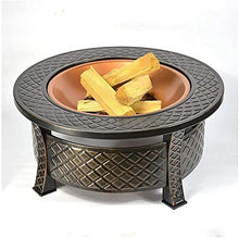 BBQ Grill Outdoor Fire Pit - Outdoor Oil Rubbed Bronze Fire Pit with BBQ Grill, Metal Poker Iron, Mesh Ember and Spark Guard Screen Table Heating Charcoal Brazier Charcoal Stove