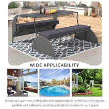 WZONICE98 Convertible Bench Table Outdoor, 57.1" 2-in-1 Outdoor Loveseat Transforms to 4-Seat Folding Picnic Table, HDPE Wicker Iron Frame Portable Patio Furniture for Garden Backyard Lawn, Gray