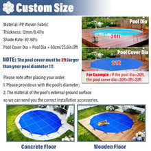 WAHHWF Inground Pool Safety Cover Round, Heavy-Duty Winter Pool Covers for In Ground Swimming Pools, Triple Stitched High Strength Mesh PP Material, w/Installation Hardware, Blue(33.5ft)