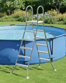 AIBOTY 52 Inch Versatile Stainless Steel A Frame Above Ground Swimming Pool Ladder with Heavy Duty Plastic Double Sided Steps, 550 lbs Capacity,5 Step for 63 in