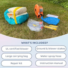 Bounceland Island Water Park Water Slide, 22 ft x 13.8 ft x 8.5 ft, UL Blower Included, Dual Fun Slides, Basketball Hoop, Safe Climbing Wall, Splash Pool, Netted for Safety, Outdoor Fun for Kids
