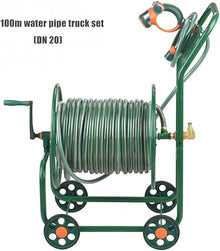 CFDZCP Garden Hose Reels Garden Hose Reel Cart with Wheels，40/50/100M Portable Hose Holder with Pressure Wash Whip Hose, for Garden Lawn Patio Hose Storage and Watering(100 m)