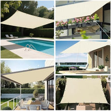 Waterproof Sun Shade Sail 33' x 33' Rectangle Sunshade Cover, 95% UV Block Sun Shade Fabric Outdoor Garden Shade Sail Awning Canopy with Grommets for Backyard Yard Deck Patio, Beige