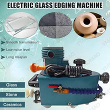Small Glass Edging Machine, Electric Glass Edging Machine 8000r/Min Portable Small Glass Edger Machine, Straight Round Bevelled Glass Edging Grinder Glass Acryl Polishing Machine for Glass Stone Blue