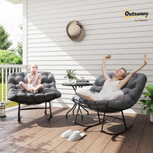 Outsunny Outdoor Rocking Chair Set of 2 Oversized with Cushions Gray