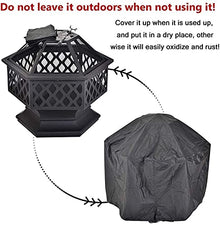 Fire Pit Metal Outdoor Wood Burning Firebowl Fireplace with Spark Screen Retardant Mesh Lid and Poker for Outside Backyard Deck