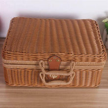 Small Picnic Basket Suitcase Woven Storage Basket Rattan Storage Case Woven Wicker Rattan Picnic Laundry Baskets Home Storage (Color : 2) (1)