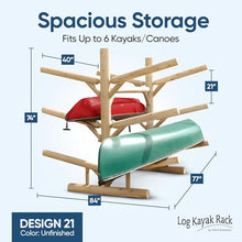 Log Kayak Rack 6-Place Freestanding Storage Rack Unfinished+ Anchor Kit