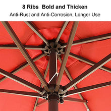 2.7M Garden Parasol with Solar-Powered LED Lights, Outdoor Sun Shade with Crank and Tilt Mechanism, UV Protection and Fade Resistance, Patio Umbrella with 8 Sturdy Ribs