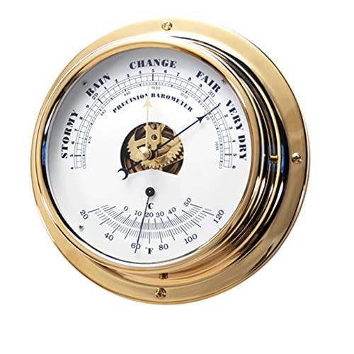 ZLyXZQG Glass Barometer,Outdoor Temperature Gauge,Traditional Barometer Roman Clock and Barometer with Built in Hygrometer and Thermometer