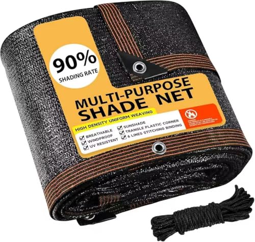 PIPRE 90% Shade Cloth,Tear Resistant Sun Shade Net with Reinforced Grommet,Durable Garden Shade Cover for Greenhouse,Plant Cover, Chicken Coop,Patio and Pergola,Black 60x63ft