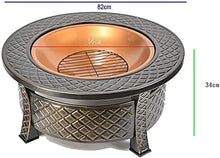 BBQ Grill Outdoor Fire Pit - Outdoor Oil Rubbed Bronze Fire Pit with BBQ Grill, Metal Poker Iron, Mesh Ember and Spark Guard Screen Table Heating Charcoal Brazier Charcoal Stove