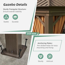 Jolydale Sonegra 12' x 20' Permanent Hardtop Gazebo Aluminum Frame with Curtains & Netting Brown
