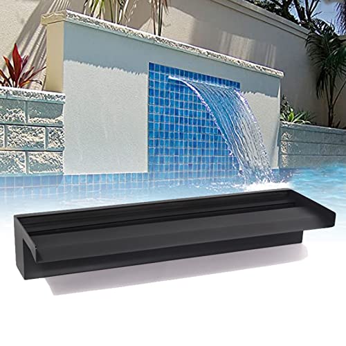 Waterfall Fountain Outdoor, 316 Stainless Steel Pond Waterfall Blade for Garden, Pond Waterfall Cascade, Waterfall Spillway for Pool Water Features (30/60cm)(Color:Black,Size:60cm)