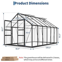 8x12 FT Greenhouse for Outdoors, Polycarbonate Greenhouse with Roof Vent, Ground Nails, Lockable Push Door, Aluminum Large Walk-in Green House for Outside Garden Backyard, Patio, Lawn