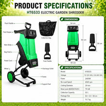 MASTLOUFUL Portable Wood Chipper, 1.54 in Cut, Yard Shredder with 50L Bag