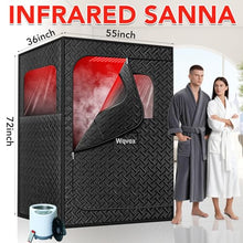 WQVOX Double Infrared Steam Sauna, Portable Infrared Sauna, Enlarged Size and Two 3L Steamers, Two Upgrade Chairs, Infrared Sauna Room with 660 & 850nm Red Light Therapy, 72 "x 50" x 36 ", Black