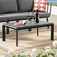 Afuera Living Modern Aluminum Outdoor Coffee Table, 39" W x 23" D x 15.5" H, Powder-Coated Gray Finish, Scratch-Resistant Cement Top, All-Weather UV Resistant Patio, Porch, Deck, or Balcony Table