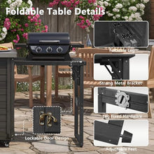 Merax 78.3" Outdoor Kitchen Island with Foldable Grill Table, Wooden Outdoor Grill Cart with Trash Can Storage & Stainless Steel Top, Outdoor Bar Cart, Pizza Oven Table for Lawn & Garden, Black