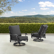 Oakland Living Pair of Black Aluminum Patio Deep Seating Swivel Rocker Club Chairs with Black Cushions