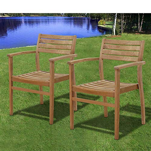 Amazonia Teak Coventry 2-Piece Stacking Chairs Light Brown