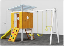 Avenlur Modern Wooden Outdoor Swing Set with Clubhouse & Slide Yellow
