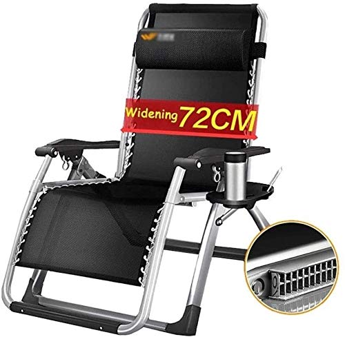 GAAHRQQQ Patio Reclining Chairs Zero Lounger Chair Oversized Balcony Recliner Chair with Cup Holder Folding Wide Seat Detachable Neck Pillow Sun Lounger (Color : Silver) (Color : Silver)