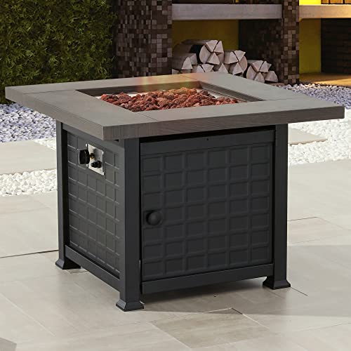 PatioFestival Patio Conversation Set with Propane Fire Pit and Rocking Chairs, 5 Pcs Grey