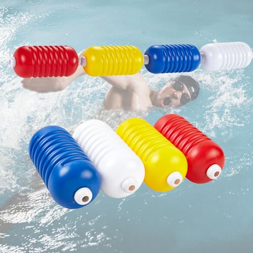 Pool Divider for Shallow And Deep End, 98 72 56 32 20 10 3 FT Floating Pool Safety Swim Lane Lines/ Bright Red Blue White Yellow Floats Buoy Rope Kit for Above Ground Pool Dividing Dangerous Areas ( C