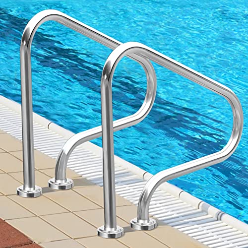 DMCHENGMA Swimming Pool Hand Rail with Installation kit - Easy Mount Non-Slip Pool Safety Products Hand Grab Rail (2 PCS), 31.5x10.6x31.5 in