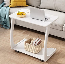 NRFJFOP Rubber Solid Wood Sofa Side Table Removable C-Shaped Bedside Living Room with Wheels Small Coffee