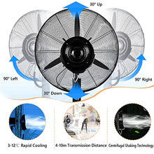 KUYBTU Commercial Oscillating Misting Fan for Outdoor Use, 90-Degree Rotation with 3 Cooling Speeds, Ideal for Patios, Restaurants, Garages, and Gyms
