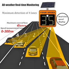24''Solar Powered Radar Speed Limit Sign - LED Speed Limit Radar Detective Display,Radar Feedback Sign,Applicable to Highways,Speed-Limited Roads White-3digitdisplay