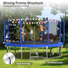 Lyromix 14FT Outdoor Trampoline with Basketball Hoop & Net Navy Blue