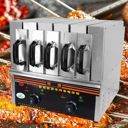 Commercial Electric BBQ Grill, 3600W Smokeless 50 Skewers Grill Oven Machine, 5 Groups Kebab Rotisserie Making Skewers Oven with Adjustable Temperature, for Garden Picnic Camping Indoor Outdoor