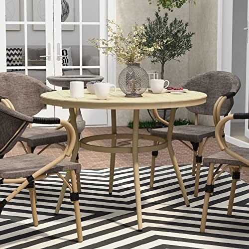 Natural Tone 40-inch Round Bistro Table 40-inches Beach Tropical Umbrella Hole Water Resistant