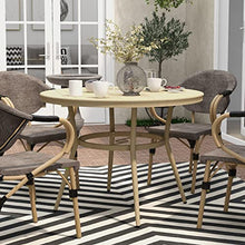 Natural Tone 40-inch Round Bistro Table 40-inches Beach Tropical Umbrella Hole Water Resistant