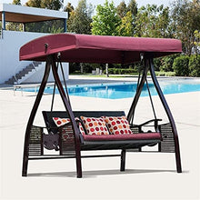 Large Outdoor Porch Swing Garden Patio Swing Chair Porch Swing with Stand Outside Furniture Outdoor Swing Rocking Chair, Cushion Waterproof Polyester Cloth Garden Recliner(190*120*185cm)